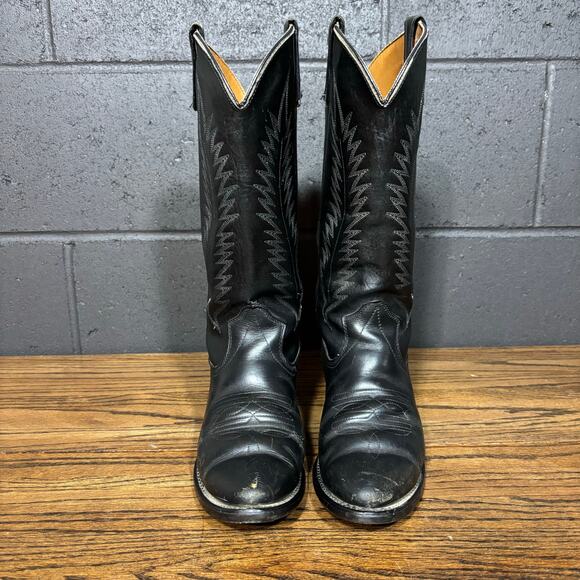 Vintage Texas Black Leather Cowboy Boots Women’s 6.5B Western Made in USA - Picture 5 of 8